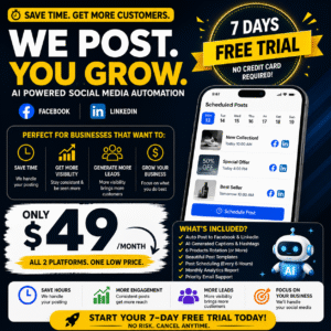 Hire AI Social Media Manager Services for Small Businesses | Facebook & LinkedIn Auto Posting